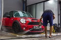 car wash red mini cooper. Royalty Free Stock Photo