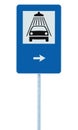 Car wash road sign on post pole, traffic roadsign, blue isolated vehicle shower washing service roadside signage plus right arrow