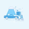 Car Wash Service Auto Business Web Banner Thin Line Royalty Free Stock Photo