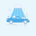 Car Wash Service Auto Business Web Banner Thin Line Royalty Free Stock Photo