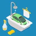 Car wash service. Car in bathroom bath bathing sho Royalty Free Stock Photo
