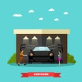 Car wash service concept banners. Vector illustration in flat style Royalty Free Stock Photo