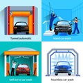 Car Wash Service 4 Flat Icons Royalty Free Stock Photo