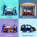 Car Wash Service 4 Flat Icons Royalty Free Stock Photo