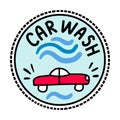 Car wash service hand drawn vector logo illustration in cartoon doodle style Royalty Free Stock Photo