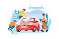 Car Wash Service Illustration concept. Flat illustration isolated on white background Royalty Free Stock Photo