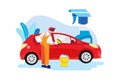 Car Wash Service Illustration concept. Flat illustration isolated on white background Royalty Free Stock Photo