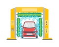 Car Wash Service Station. Vector Royalty Free Stock Photo