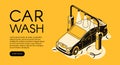 Car wash service vector halftone illustration