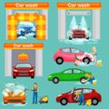 Car wash services, auto cleaning with water and soap