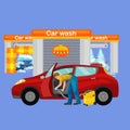 Car wash services, auto cleaning with water and soap