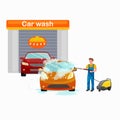 Car wash services, auto cleaning with water and soap