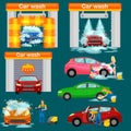 Car wash services, auto cleaning with water and soap