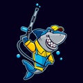 Car Wash Shark Cartoon Character Royalty Free Stock Photo