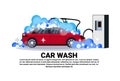 Car Wash Station Banner With Service Cleaning Vehicle Over Copy Space Background Royalty Free Stock Photo