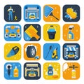 Car Wash Symbols Flat Icons Set Royalty Free Stock Photo