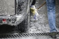 Car washing. Cleaning Car Using High Pressure Water Royalty Free Stock Photo