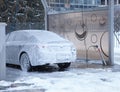 Car washing concept. Car in foam