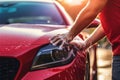 car washing expert washing luxory red car
