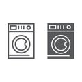 Car washing line and glyph icon, laundry and clean, washing machine sign, vector graphics, a linear pattern