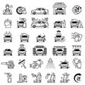 car washing service shop line art icon style