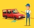 Car washing service. Vector cartoon illustration