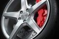 Car wheel brakes closeup Royalty Free Stock Photo
