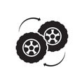 Car wheel changing icon. filled flat sign for mobile concept and web design. Wheel tyre service glyph icon