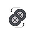 Car wheel changing vector icon. filled color sign for mobile concept and web design. Wheel tire service