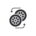 Car wheel changing vector icon. glyph sign for mobile concept and web design. Wheel tire service
