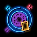 car wheel cleaning neon glow icon illustration Royalty Free Stock Photo