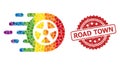 Rubber Road Town Stamp and Spectrum Car Wheel Mosaic