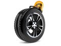 Car wheel with emergency siren