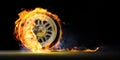 Car wheel on fire