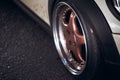 Car wheel fitment stance Royalty Free Stock Photo