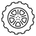 Car wheel icon. Auto tire linear symbol