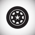 Car wheel icon on background for graphic and web design. Simple vector sign. Internet concept symbol for website button Royalty Free Stock Photo