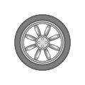 Car wheel icon, black monochrome style Royalty Free Stock Photo