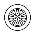 Car wheel icon vector. Wheel illustration sign. Tire service symbol or logo. Royalty Free Stock Photo