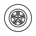 Car wheel icon vector. Wheel illustration sign. Tire service symbol or logo. Royalty Free Stock Photo