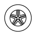 Car wheel icon vector. Wheel illustration sign. Tire service symbol or logo. Royalty Free Stock Photo