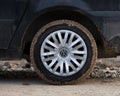 Car wheel with mud Royalty Free Stock Photo