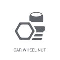 car wheel nut icon. Trendy car wheel nut logo concept on white b Royalty Free Stock Photo