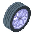 Car wheel printing icon isometric vector. Future product