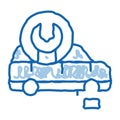 car wheel repair doodle icon hand drawn illustration