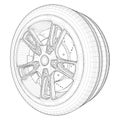 Car Wheel Rim Hub Tire Vector. Illustration Isolated On White Background. A Vector Illustration. Royalty Free Stock Photo