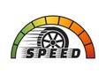 Car wheel with speedometer on white background .Vector illustration Royalty Free Stock Photo