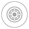 Car wheel Tire icon in circle round black color vector illustration solid outline style image