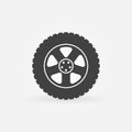 Car wheel tire vector icon