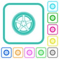 Car wheel vivid colored flat icons